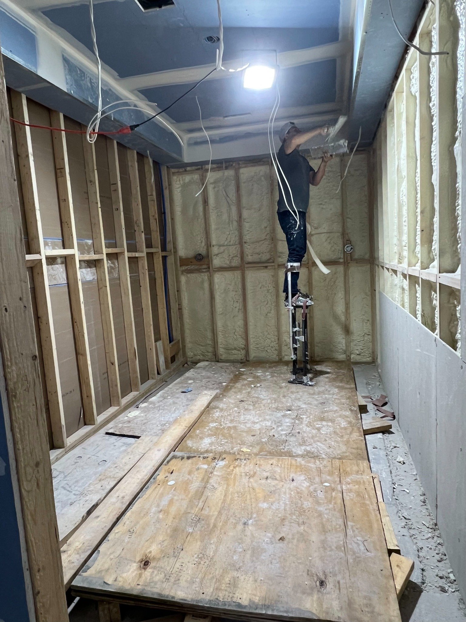 Interior remodeling framing and drywall work in progress